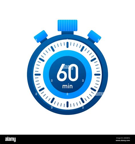 The 60 minutes, stopwatch vector icon. Stopwatch icon in flat style, timer on on color ...