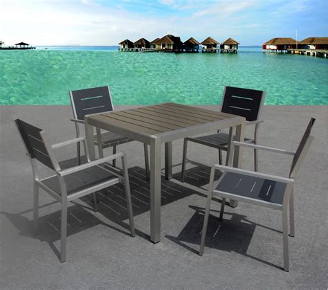 2019 Hotel Patio Outdoor Plastic Wood Furniture Bistro Dining Sets Table And Chairs Restaurant ...