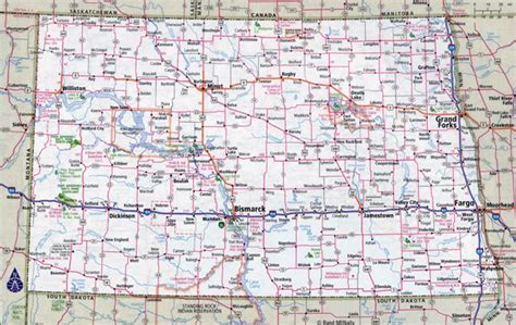 Large detailed roads and highways map of North Dakota state with ...