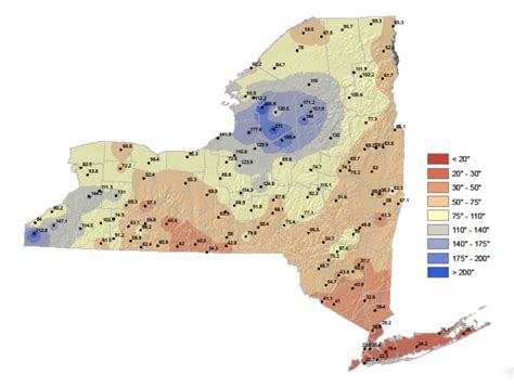 New York State Annual Snowfall Map • NYSkiBlog Directory