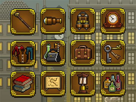 Steampunk Pixel Art Icons | Pixel art design, Pixel art games, Pixel art