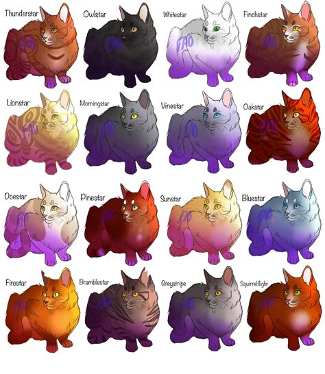 All of the ThunderClan leaders! (I have forgotten who made the base ...