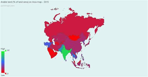 Map : Arable land (% of land area) (Asia) - Infographic.tv - Number one ...