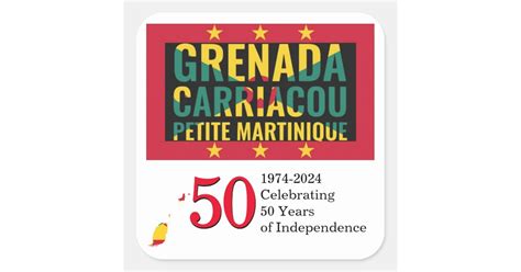 2024 GRENADA 50th Anniversary Independence Square Sticker | Zazzle