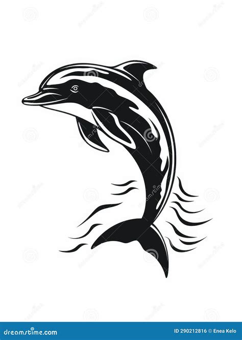 Silhouette of a Cute Dolphin Stock Illustration - Illustration of ...