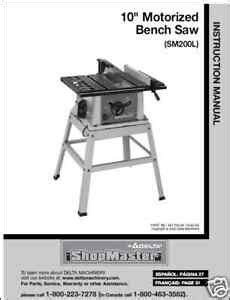 Delta ShopMaster Table Saw Model SM200L Manual | eBay