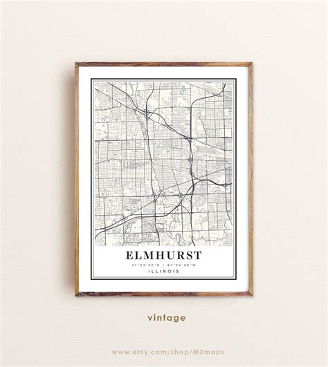 Elmhurst Illinois Map Elmhurst IL Map Elmhurst City Map - Etsy