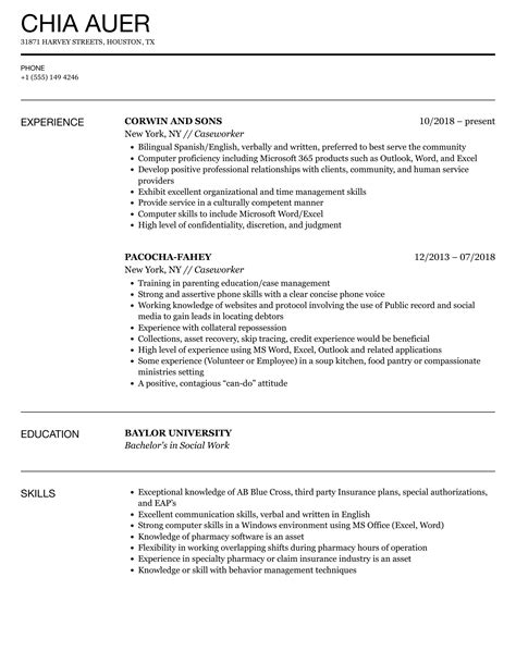 Case Worker Resume