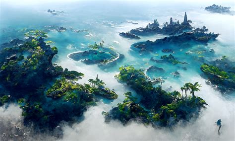 ArtStation - Island study - Disco Diffusion fantasy concept art (wide)