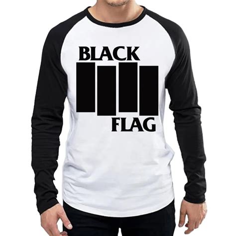 Long Sleeve Black Flag T Shirt Fashion Mens Punk Band Black Flag Logo T ...