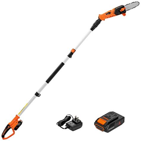 Costway Cordless 20V 9-feet Pole Saw/Chainsaw w/Auto-Tension, Battery ...