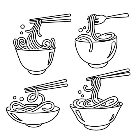 doodle noodles in a bowl with chopsticks 6487171 Vector Art at Vecteezy