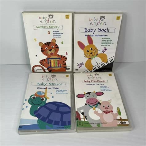 BABY EINSTEIN EDUCATIONAL DVDS pack of 4 numbers nursery Neptune Bach ...