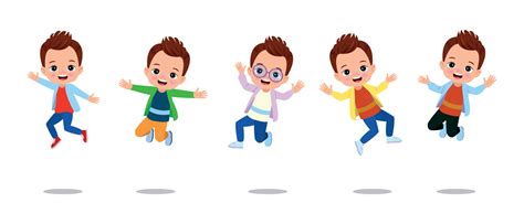 happy school kids jump vector illustration isolated 26967740 Vector Art ...