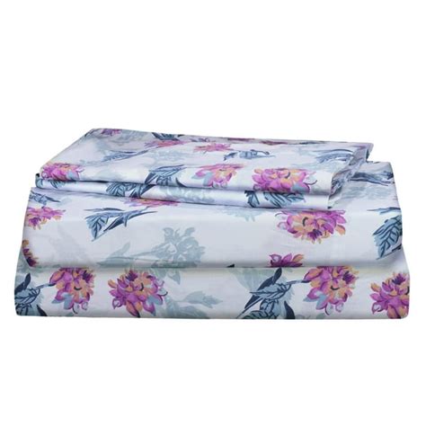 Renauraa 144 Thread Count 100% Cotton Percale Floral Twin Bed Sheet Set - Walmart.com - Walmart.com