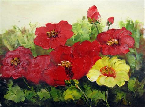 Red Flower 12x16 in. stretched Oil Painting Canvas Art Wall Decor modern002 - Paintings