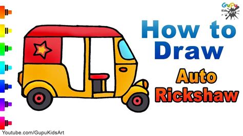 How to Draw Auto Rickshaw for kids | Tuk Tuk Drawing easy - YouTube ...