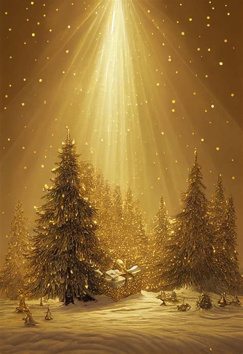 Free Gold Christmas Tree Background Image