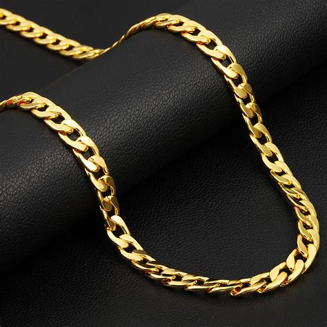 Chains Online Sale 18K Gold Vintage Long Gold Chain For Men Chain Necklace New Trendy Gold Color ...