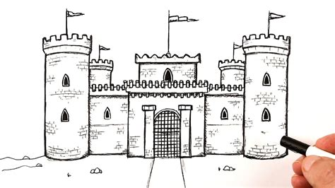 How to draw a Castle easy - YouTube