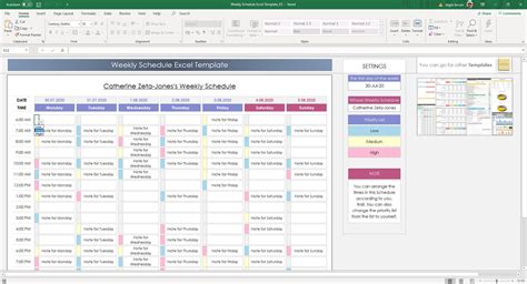 Weekly Schedule Excel Template Planner Template Excel - Etsy Australia