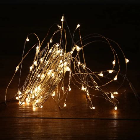 10M 100LED LED String Lights Outdoor Christmas Fairy Lights Warm White Silver Wire LED Starry ...