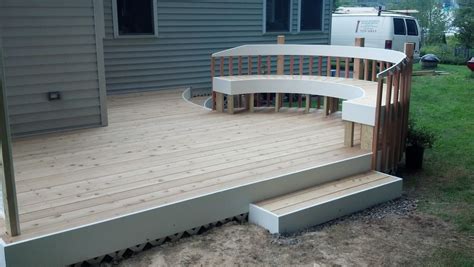 David Randall Woodworking: Curve Cedar Deck & Bench with Azek PVC trim boards