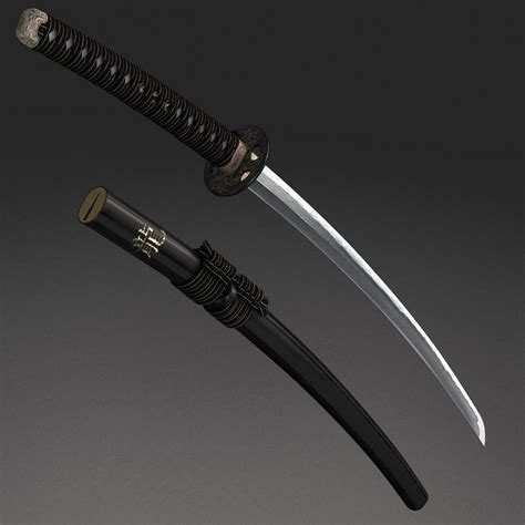 katana swords black 3d obj Samurai Weapons, Ninja Weapons, Katana ...