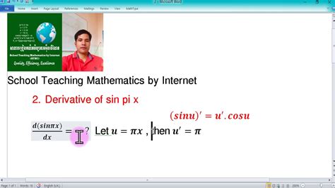 2 derivative of sin pi x - YouTube