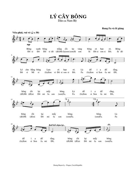 LÝ CÂY BÔNG (Đàn Bầu) Sheet music for Piano (Solo) | Musescore.com