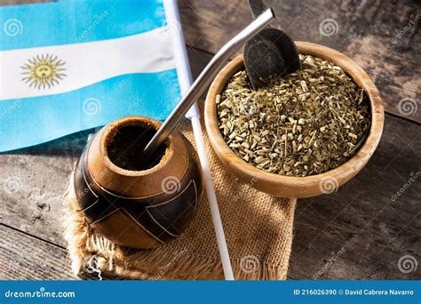 Yerba Mate Tea and Argentina Flag. Traditional Argentinian Beverage ...