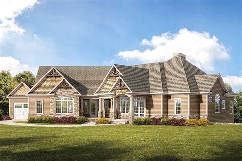 Plan 360008DK: Craftsman Ranch Home Plan with 3-Car Garage | Craftsman style house plans, Ranch ...