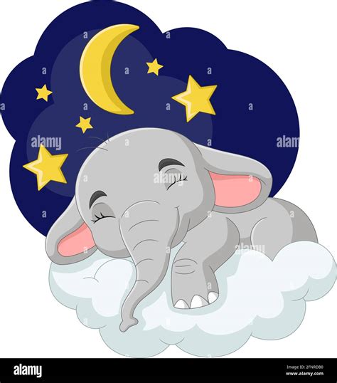 Cartoon elephant sleeping on the cloud Stock Vector Image & Art - Alamy