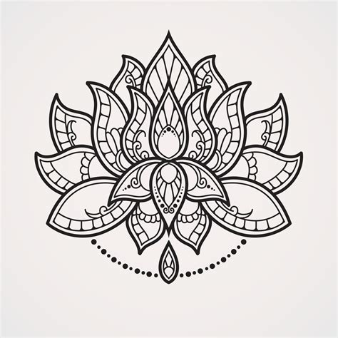 beautiful lotus flower mandala. suitable for henna, tattoos, photos, coloring books. islam ...