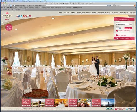 Screen shot showing the Waterside Wedding Venue on the Wedding page of Galway Bay Hotel's website.