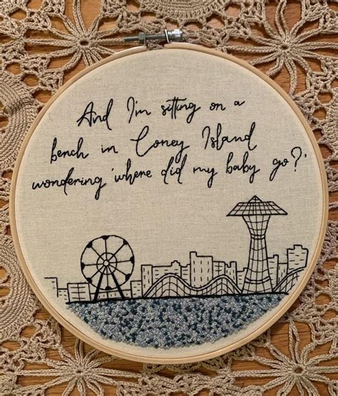 Coney Island Taylor Swift Lyrics Embroidery | Etsy in 2021 | Taylor ...