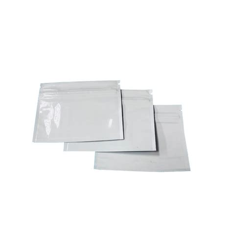 white and clear mylar ziplock bags