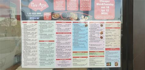 Menu at Pan-Asia restaurant, Tweed Heads South