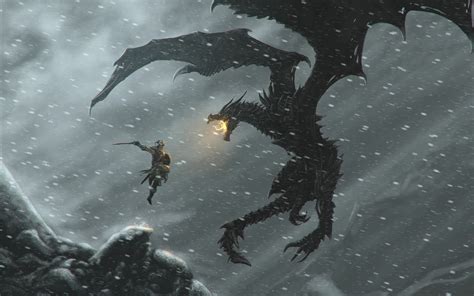 video games, fantasy art, artwork, dragon, warrior, fan art, The Elder Scrolls V Skyrim ...