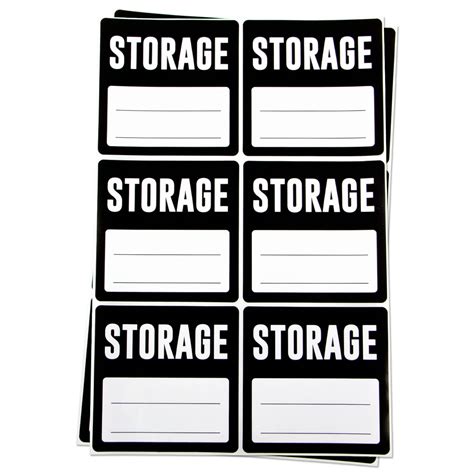 OfficeSmartLabels 3" x 3" Storage Labels for Moving, Storage or Home Organization (Black, 6 ...