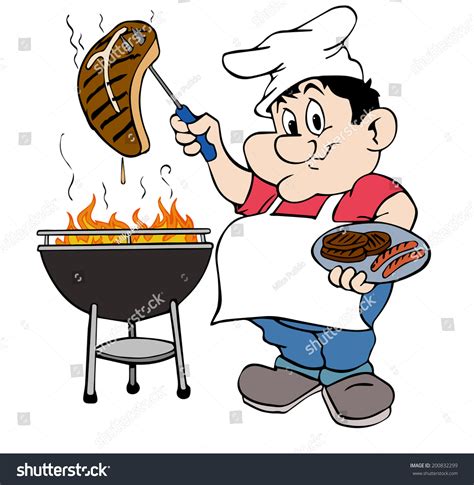 Stock ilustrace „Hand Drawn Cartoon Bbq Chefbarbecue Guy“ 200832299 | Shutterstock