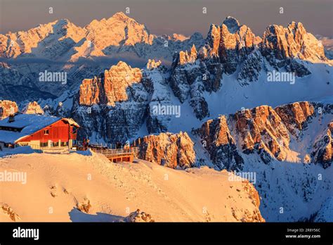 Rifugio Lagazuoi , in background Antelao, Croda da Lago, Belluno, South ...