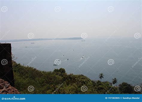 An Aerial View from Fort Aguada Stock Image - Image of waves ...