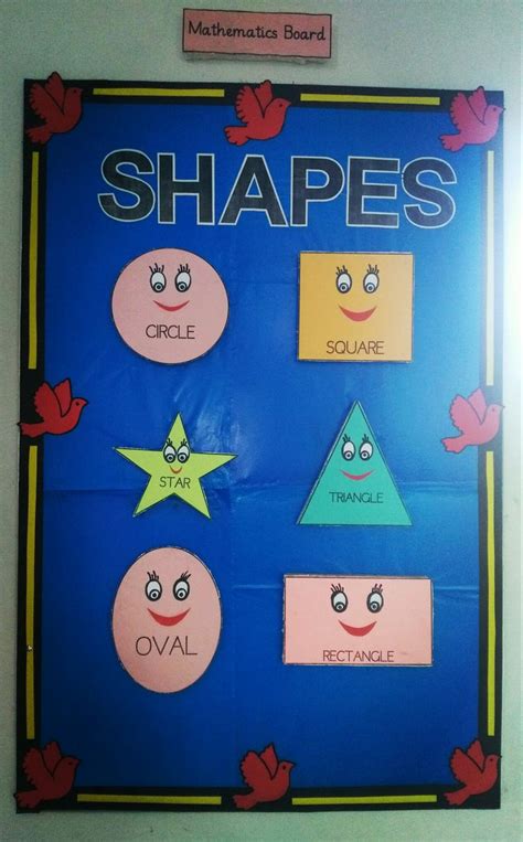 This Mathematics board shows the concept of basic shapes. Circle, Square, Star, Triangle, Oval ...