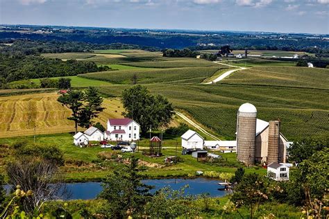 HD wallpaper: Iowa, Landscape, Scenic, Farm, Silo, house, barn, pond ...