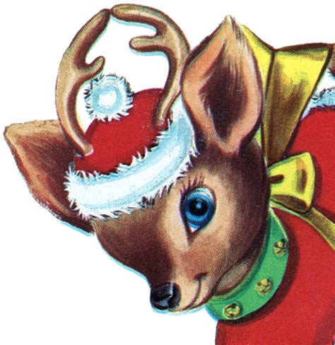 Retro Christmas Reindeer Image - The Graphics Fairy