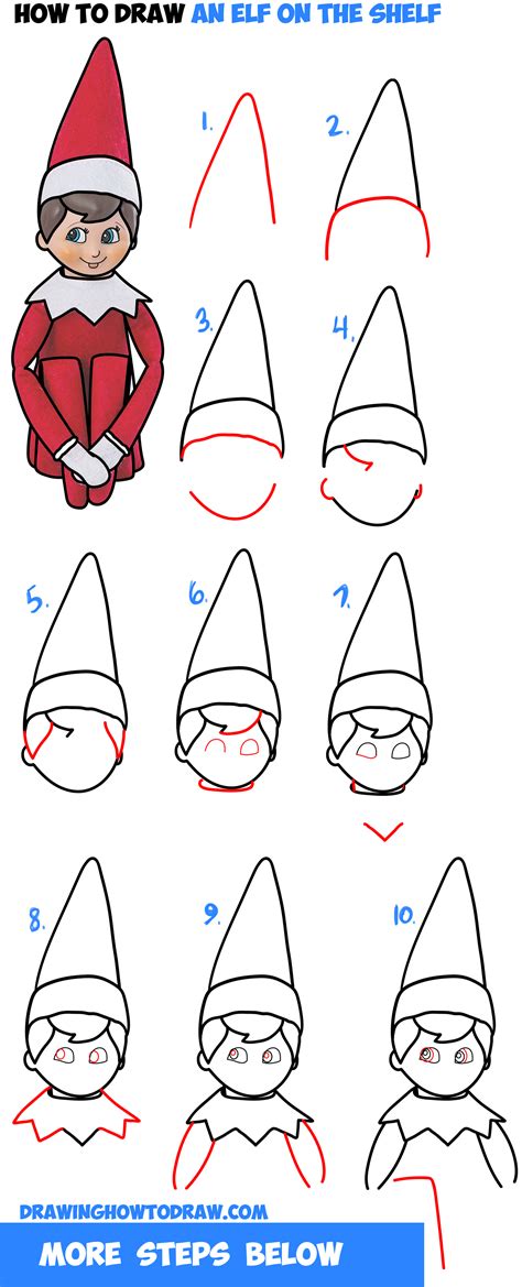 How to Draw The Elf On The Shelf Easy Step by Step Drawing Tutorial for ...