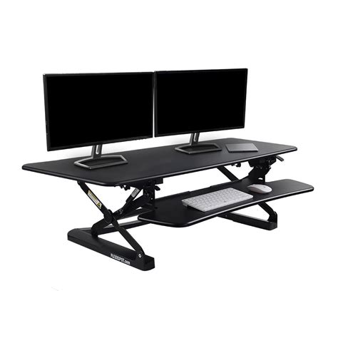 FlexiSpot M3B 47" wide platform Stand Up Desk Riser - Adjustable Standing Desk with quick ...