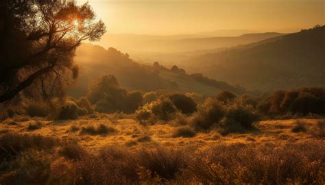 Mountain peak back lit by orange sunrise generated by AI 24940251 Stock ...