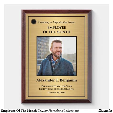 Employee Of The Month Photo Logo Gold Personalize Award Plaque | Zazzle ...